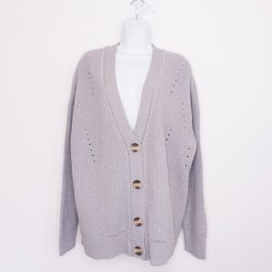 Cloth By Design Women's Button Front Cardigan Sweater Gray Large Top